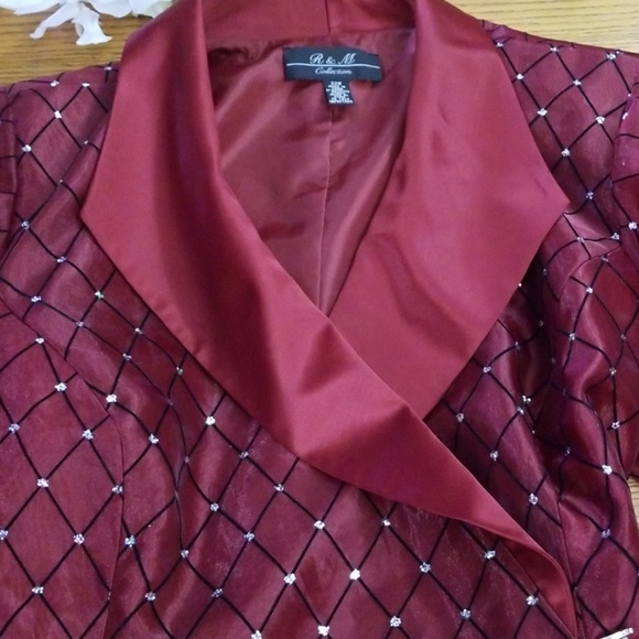R & M Burgundy Chiffon Blazer - Picture 3 of 7